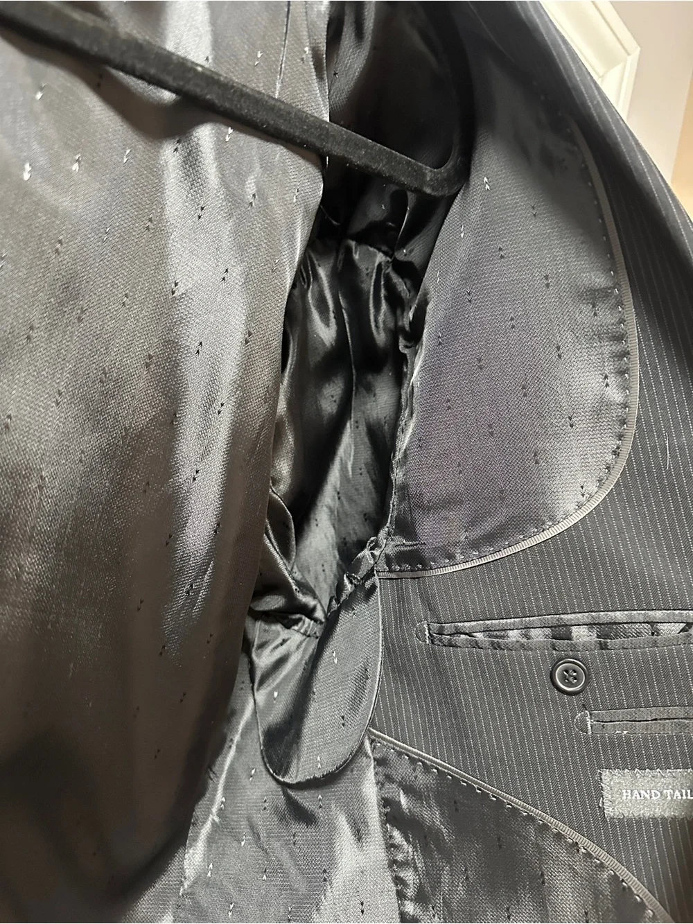 2 Men’s Black Suit Jackets 40L & 38R Repair Lot Midtown Man Marc Tulio Stretch
